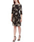 Фото #4 товара Plus Size Floral-Print Side-Knot 3/4-Sleeve Sheath Dress