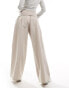 Bershka poplin fold over wide leg trousers in sand