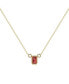ფოტო #1 პროდუქტის Emerald Cut Garnet Gemstone, Natural Diamond 14K Yellow Gold Birthstone Necklace