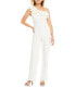 Фото #1 товара Adrianna Papell 293808 Stretch Crepe Ruffle One Shoulder Jumpsuit Ivory 4