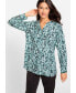 Women's Long Sleeve Abstract Floral Tunic Blouse