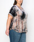 ფოტო #2 პროდუქტის Plus Size Tie Dye V-Neck Dolman Roll Sleeve Top