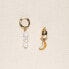 ფოტო #2 პროდუქტის 18k Gold Plated Huggies Freshwater Pearls with a Yellow Enamel Banana Charm - Nana Banana Earrings For Women