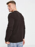 Only & Sons crew neck textured jumper in brown