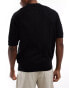 Bershka textured knitted polo shirt in black