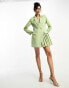 Фото #3 товара In The Style blazer dress with pleat hem detail in sage green