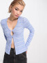 Weekday Anais knitted cardigan in blue stripe