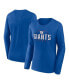 ფოტო #1 პროდუქტის Women's Royal New York Giants Plus Size Foiled Play Long Sleeve T-shirt