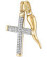 ფოტო #2 პროდუქტის 2-Pc. Set Cubic Zirconia Cross and Horn Pendants in 14k Gold-Plated Sterling Silver, Created for Macy's