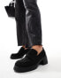 ASOS DESIGN Scribble chunky mid heeled loafers in black