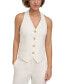 Фото #1 товара Petite Linen-Blend Halter-Neck Button-Front Vest