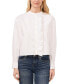 Women's Ruffled Button-Front Long-Sleeve Cropped Blouse
