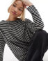 Фото #4 товара AllSaints Rita stripe long sleeve top in black