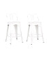 Industrial Metal Barstools with Bucket Back and 4 Legs, Set of 2