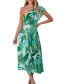 ფოტო #1 პროდუქტის Women's Tropical One-Shoulder Ruffle Maxi Beach Dress