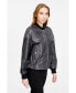 ფოტო #2 პროდუქტის Women's Leather Bomber Jacket, Black