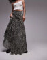 Topshop semi sheer godet maxi in mono animal geo print