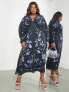 Фото #1 товара ASOS EDITION Curve batwing chiffon midi dress with floral embroidery in petrol blue