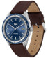 ფოტო #2 პროდუქტის Men's Everett Quartz Brown Leather Strap Watch 40mm
