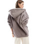 Фото #2 товара Tala oversized zip through hoodie in brown