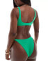 Weekday Sand scoop neck bikini top in green exclusive to ASOS