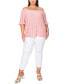 ფოტო #4 პროდუქტის Plus Size Swiss Dot Button Front Ruffle Sleeve Top