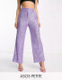 Фото #2 товара ASOS DESIGN Petite straight sequin ankle grazer trousers in purple