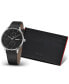 ფოტო #1 პროდუქტის Men's Tyler Quartz Multifunction Black Leather Watch 43mm, Black Leather BOSS Card Holder Gift Set