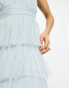 Фото #3 товара Beauut Petite Bridesmaid one shoulder tiered maxi dress in ice blue