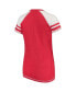 ფოტო #2 პროდუქტის Women's Red Washington Nationals Color Block V-Neck T-shirt