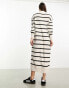 ONLY knitted v neck maxi dress in cream and black stripe