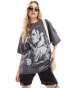 ASOS DESIGN oversized t-shirt with lenny kravitz licence graphic in washed charcoal