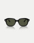 Фото #3 товара Ray-Ban erik square sunglasses in black with green lens in black