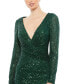 Women's Ieena Sequined Faux Wrap Long Sleeve Column Gown