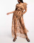 Фото #4 товара Miss Selfridge beach leopard frill cut out maxi dress