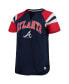 ფოტო #2 პროდუქტის Women's Navy, Red Atlanta Braves Game On Notch Neck Raglan T-shirt