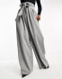 Фото #9 товара ASOS DESIGN Tall belted paperbag co-ord trouser in light grey