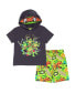 ფოტო #1 პროდუქტის Boys Leonardo Michelangelo Raphael T-Shirt and Mesh Shorts Outfit Set Toddler to Big Kid