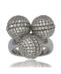 ფოტო #2 პროდუქტის Suzy Levian Sterling Silver Cubic Zirconia Three Disco Ball Ring
