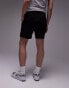 Topman classic fit jersey short with raw hem in charcoal