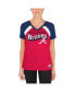 ფოტო #3 პროდუქტის Women's Red Atlanta Braves Heathered Raglan V-Neck T-Shirt