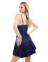 Фото #2 товара Lioness denim pleated cami hook and eye mini dress in indigo wash