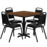 Фото #1 товара 36'' Square Walnut Laminate Table Set With 4 Black Trapezoidal Back Banquet Chairs
