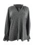 Vince Camuto Long Flare Sleeve Split Neck Knit Top Heather Gray M