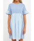 ფოტო #1 პროდუქტის Women's Knit Stripe Woven Mixed Dress