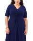 Фото #4 товара Plus Size Twist-Front V-Neck Elbow-Sleeve Midi Dress