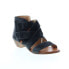 Miz Mooz Chasen P41003 Womens Black Leather Strap Heeled Sandals Shoes 6