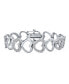 ფოტო #1 პროდუქტის Romantic Bridal Clear Pave Cubic Zirconia AAA CZ Eternity Bracelet Open Heart Shape For Women Girlfriend Wedding Rhodium Plated Brass 7 Inch