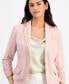 Women's 3/4-Sleeve One-Button Faux-Leather Blazer, Created for Macy's