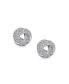 ფოტო #1 პროდუქტის Love Knot Work Stud Earrings For Women Pave CZ Button Style Pierced Ears .925 Sterling Silver